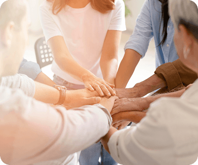 Group of people participating in collective activity