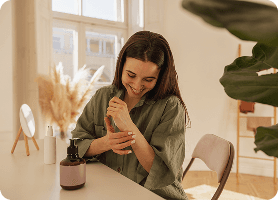 Member using wellness products at home